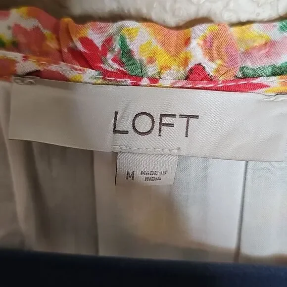 LOFT Buttercup Floral Tiered Swing Dress Flutter Sleeves Medium - Picture 6 of 9